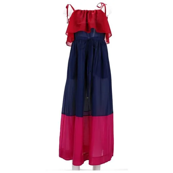 Diane Von Furstenberg Sheer Maxi Dress in Multicolor Cotton