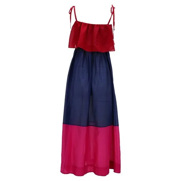 Diane Von Furstenberg Sheer Maxi Dress in Multicolor Cotton