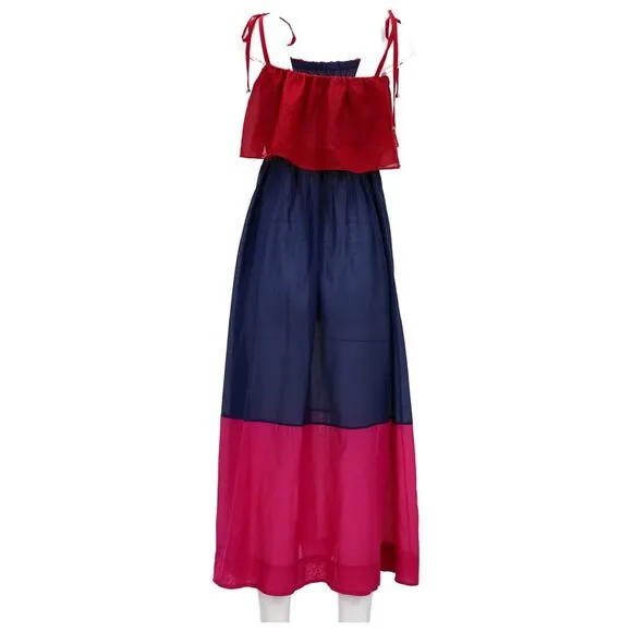 Diane Von Furstenberg Sheer Maxi Dress in Multicolor Cotton
