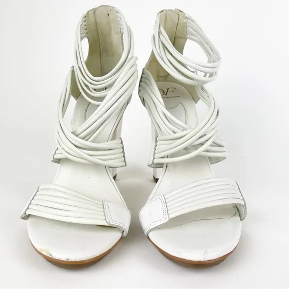 Diane Von Furstenberg White Wrap Around Heeled Sandals Size 9