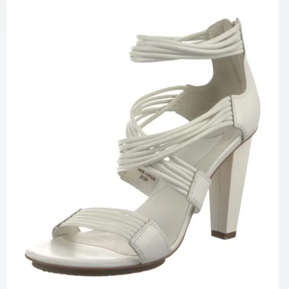 Diane Von Furstenberg White Wrap Around Heeled Sandals Size 9