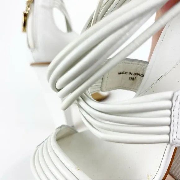 Diane Von Furstenberg White Wrap Around Heeled Sandals Size 9