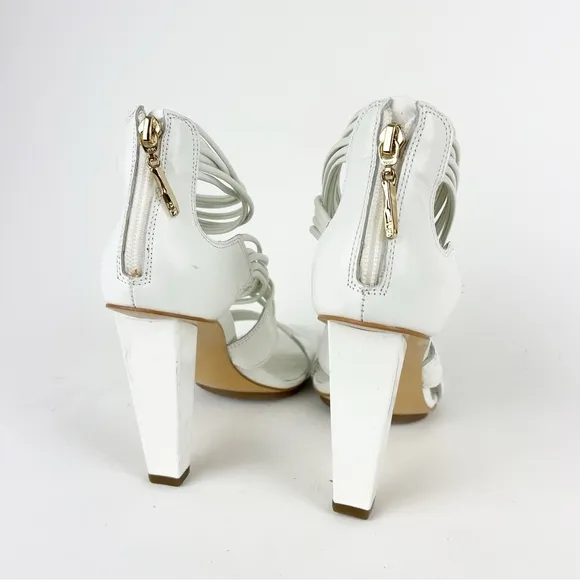 Diane Von Furstenberg White Wrap Around Heeled Sandals Size 9
