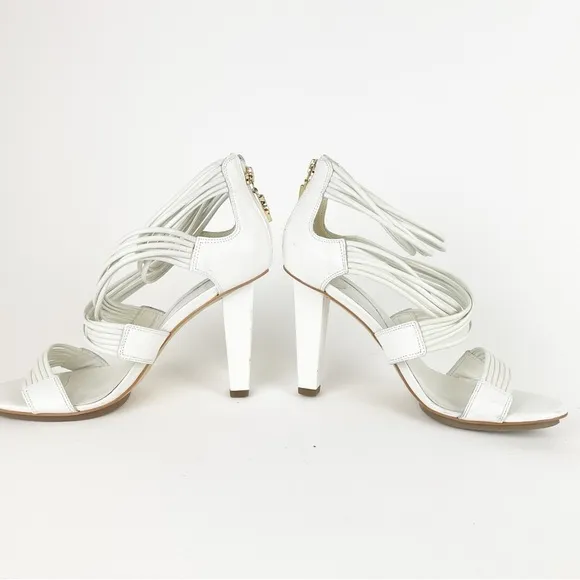 Diane Von Furstenberg White Wrap Around Heeled Sandals Size 9