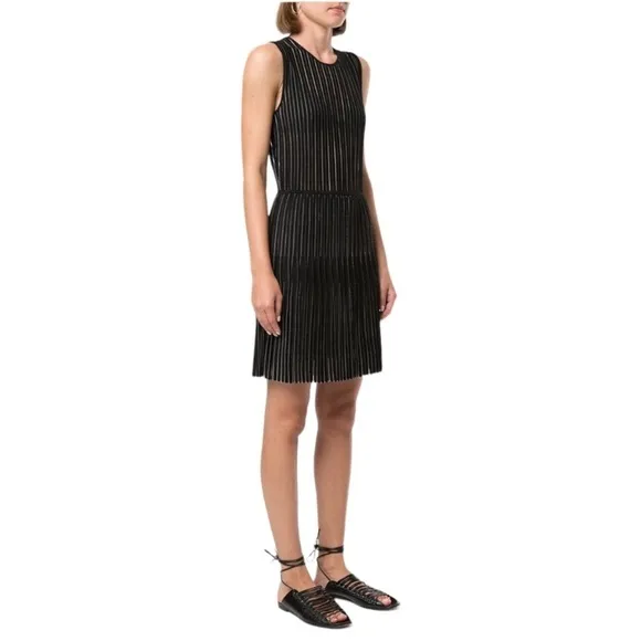 Dion Lee Knit Lustrate Godet Pleat Mini Dress in Black