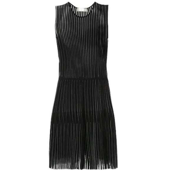 Dion Lee Knit Lustrate Godet Pleat Mini Dress in Black