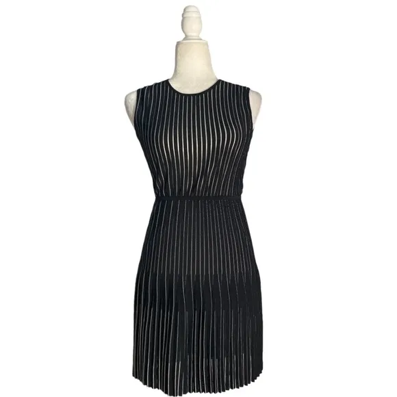 Dion Lee Knit Lustrate Godet Pleat Mini Dress in Black