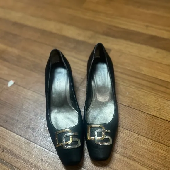 Dolce &amp; Gabbana Black Heels with Gold Buckle