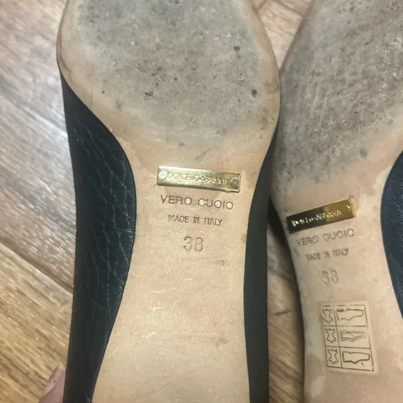 Dolce &amp; Gabbana Black Heels with Gold Buckle
