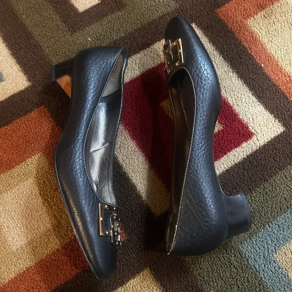 Dolce &amp; Gabbana Black Heels with Gold Buckle
