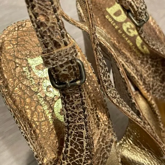 Dolce Gabbana Sandals 40 Wedding Y2K Designer Elegant Party Snakeskin Heels