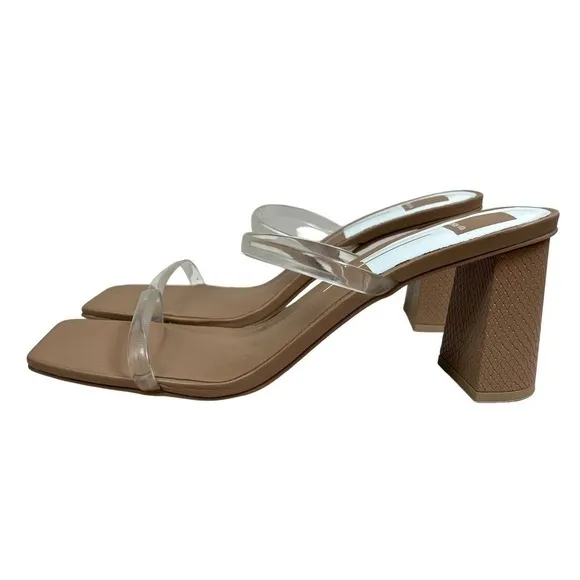 Dolce Vita Sandal Peyton Crystal‎ Clear Straps Block Heels Square Toe Women 12M