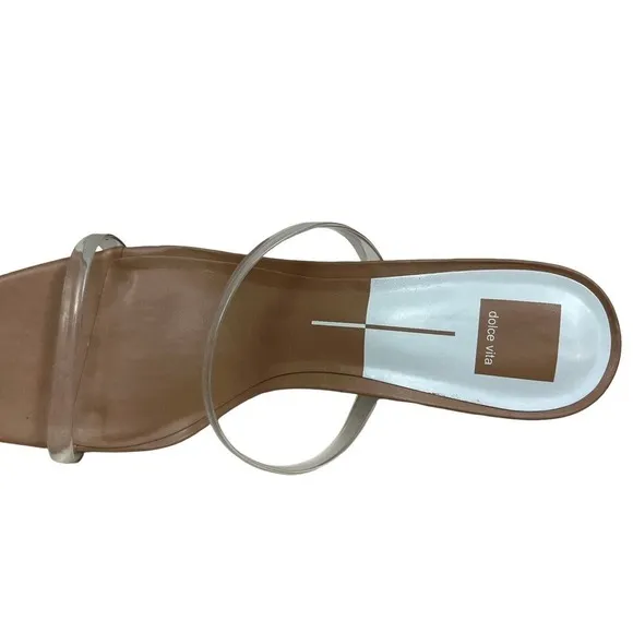 Dolce Vita Sandal Peyton Crystal‎ Clear Straps Block Heels Square Toe Women 12M