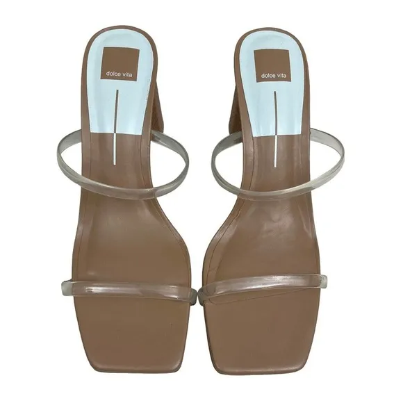 Dolce Vita Sandal Peyton Crystal‎ Clear Straps Block Heels Square Toe Women 12M