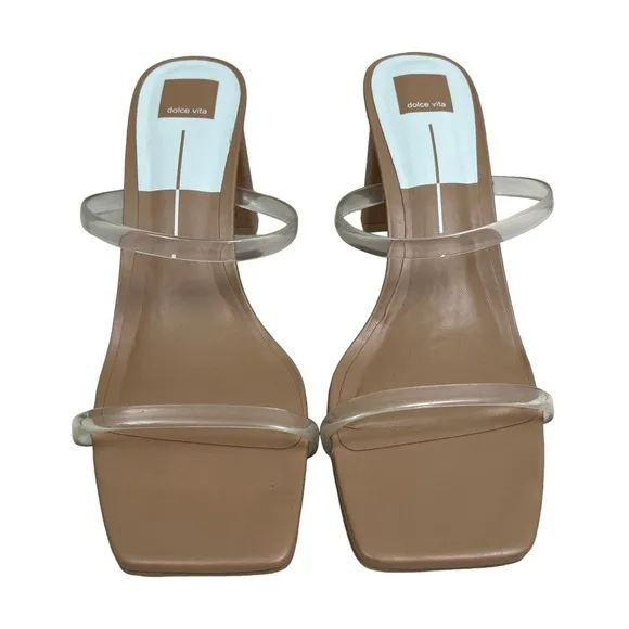 Dolce Vita Sandal Peyton Crystal‎ Clear Straps Block Heels Square Toe Women 12M