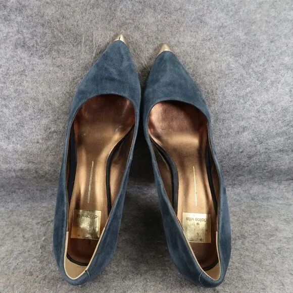 Dolce Vita Shoes Womens 10 Pumps Fashion Heels Formal Leather Blue Point Cap Toe