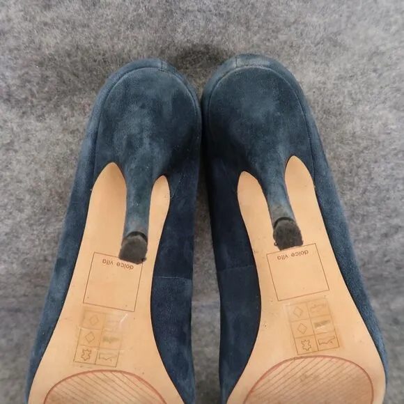 Dolce Vita Shoes Womens 10 Pumps Fashion Heels Formal Leather Blue Point Cap Toe