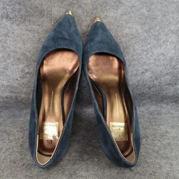 Dolce Vita Shoes Womens 10 Pumps Fashion Heels Formal Leather Blue Point Cap Toe