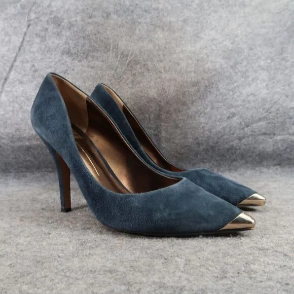 Dolce Vita Shoes Womens 10 Pumps Fashion Heels Formal Leather Blue Point Cap Toe