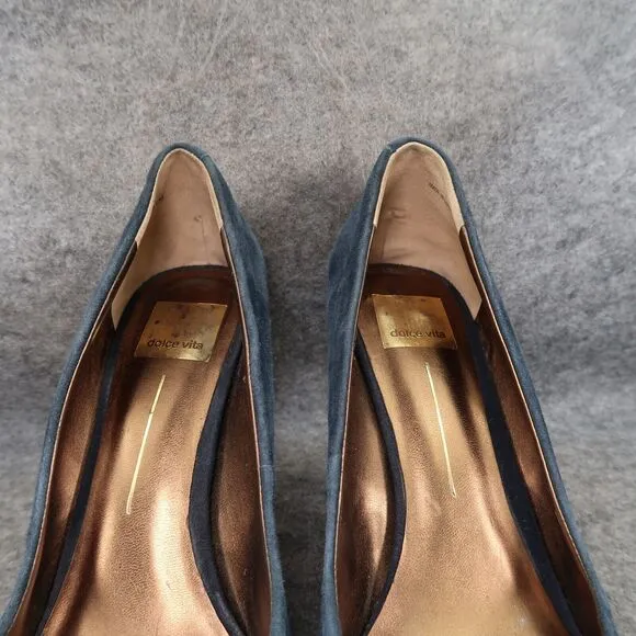 Dolce Vita Shoes Womens 10 Pumps Fashion Heels Formal Leather Blue Point Cap Toe