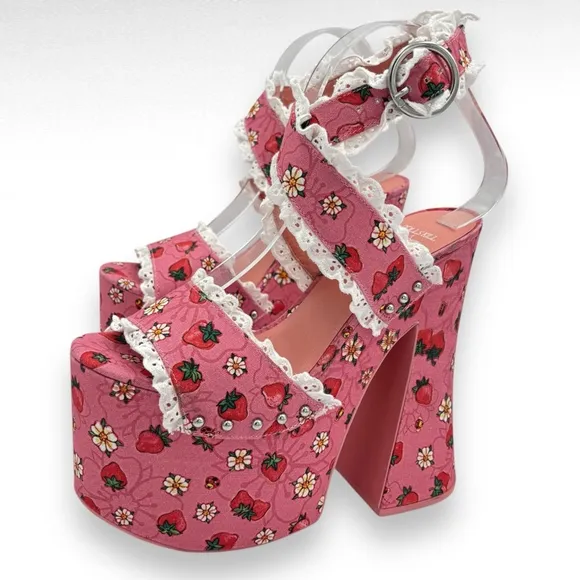 Dollskill Strawberry Shortcake It's A Berry World Platform Heels Sandals Pink 7