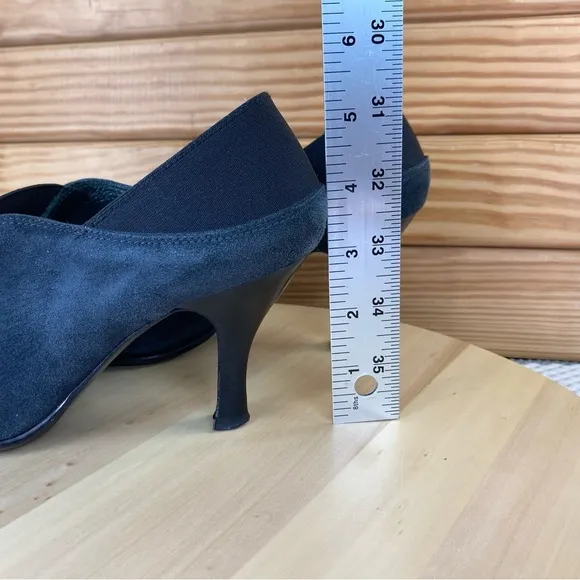 Donald J Pliner 7 US Slip on Black Suede/Leather Stiletto Heels Pumps Shooties