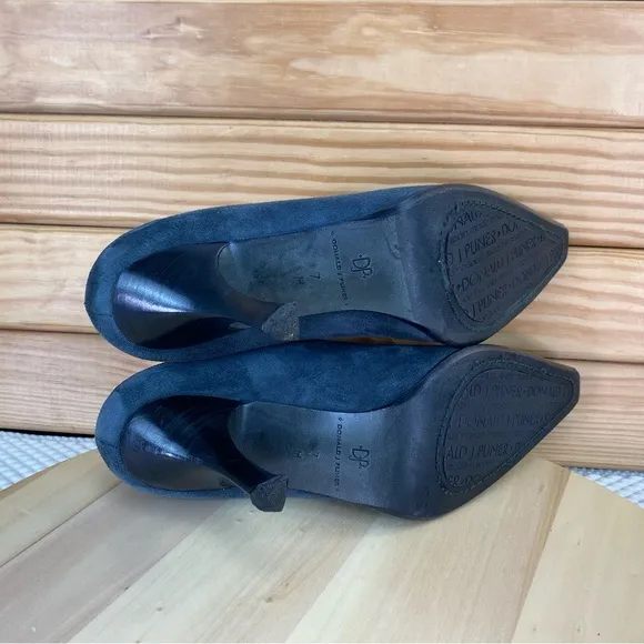 Donald J Pliner 7 US Slip on Black Suede/Leather Stiletto Heels Pumps Shooties