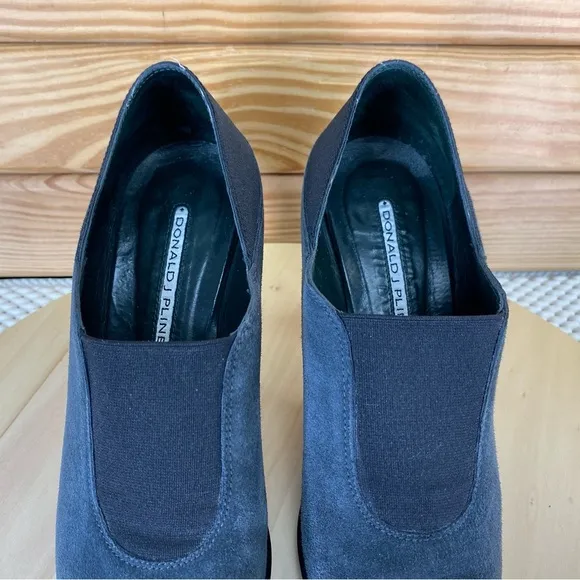 Donald J Pliner 7 US Slip on Black Suede/Leather Stiletto Heels Pumps Shooties