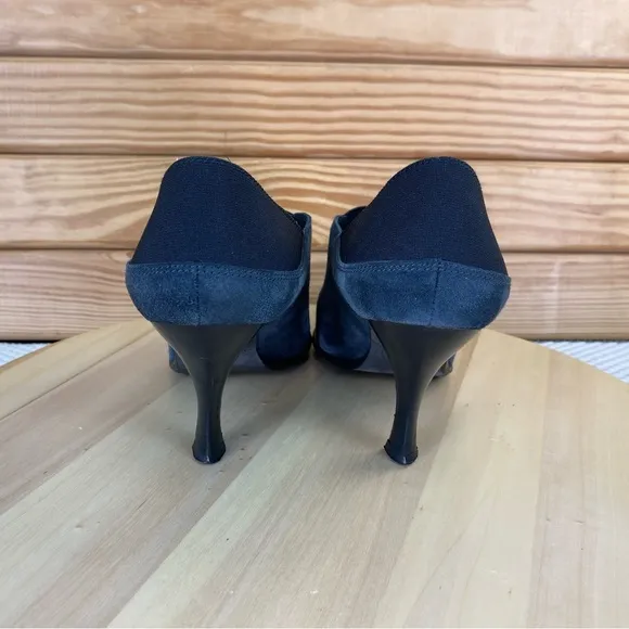 Donald J Pliner 7 US Slip on Black Suede/Leather Stiletto Heels Pumps Shooties