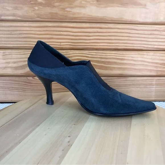 Donald J Pliner 7 US Slip on Black Suede/Leather Stiletto Heels Pumps Shooties