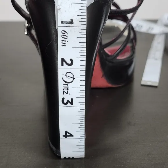 Donald J Pliner Black Strappy Square Toe Low Platform 5&quot; Cone High Heels S 9M