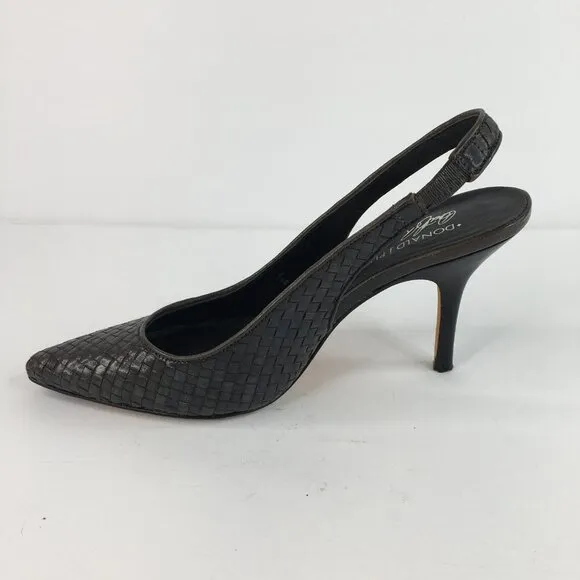 Donald J Pliner Cain Slingback Woven Leather Black Pumps Size 6M