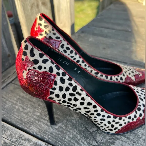 Donald J Pliner Couture COY Calf Hair Leather Pointy Toe Heels Pumps 9M Signed