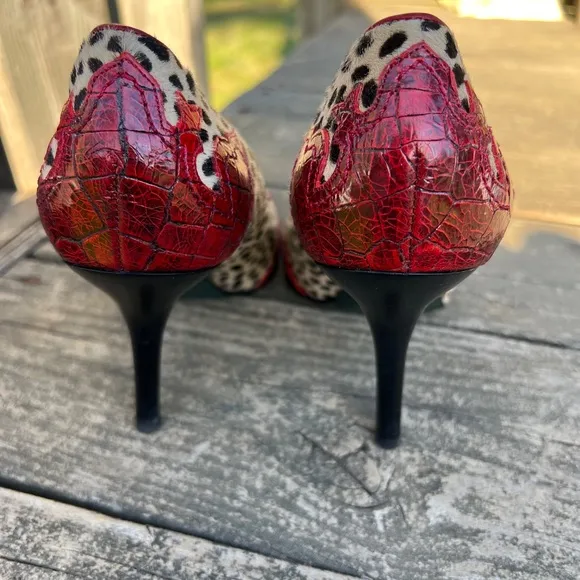 Donald J Pliner Couture COY Calf Hair Leather Pointy Toe Heels Pumps 9M Signed