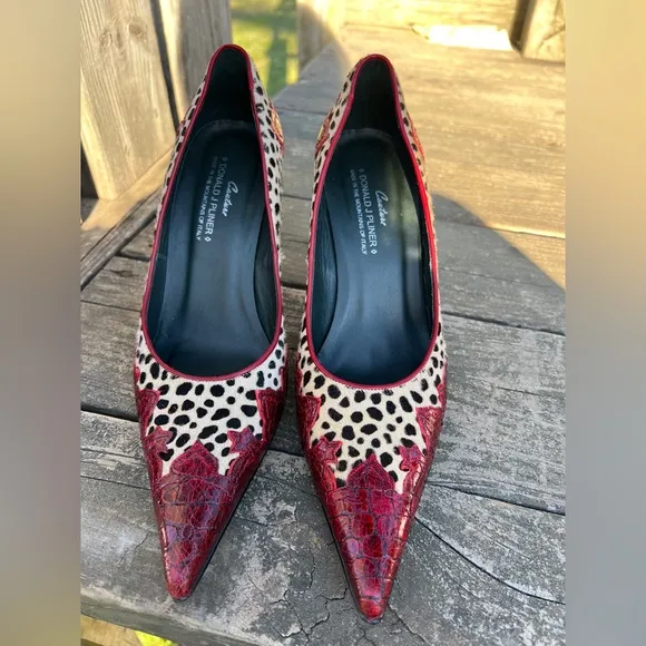 Donald J Pliner Couture COY Calf Hair Leather Pointy Toe Heels Pumps 9M Signed