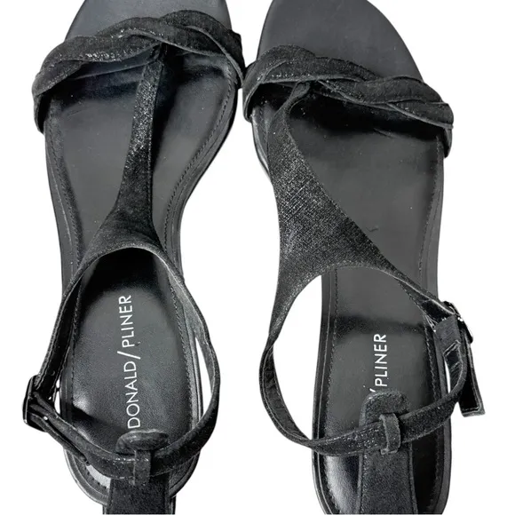 DONALD PLINER Kate Metallic Leather Braided T-Strap Sandals Size 9.5