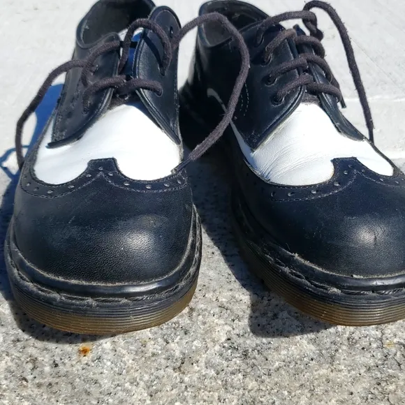 Dr. Martens Classic Black and White Women's Oxford Wingtip Shoes Made In England