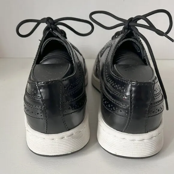 Dr. Martens Gabe Black Patent Brogues – Black &amp; White Wingtip Shoes – Size 10 US