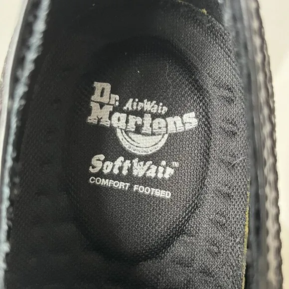 Dr. Martens Gabe Black Patent Brogues – Black &amp; White Wingtip Shoes – Size 10 US