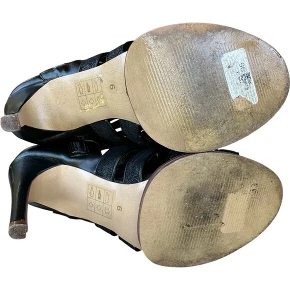 DV by Dolce Vita Shani Strappy Peep Toe Booties 6 Cage Heel Sandals Coquette Y2K