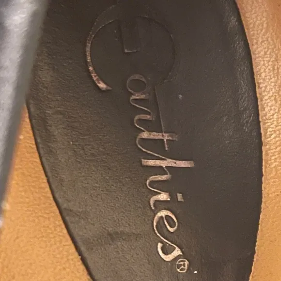 Earthies Black Gathered Ruche Leather Flats Shoes VANYA 8 Medium Excellen...
