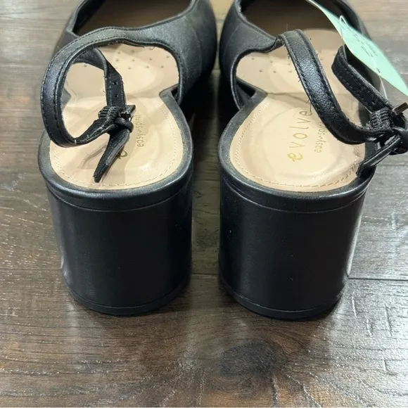 Easy Spirit Evolve Evrita Black Leather Heels Size 9 Women