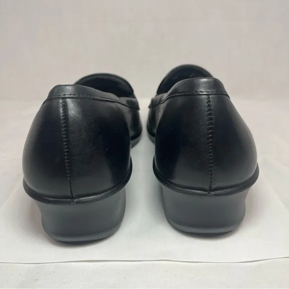 Ecco Felicia Penny Loafer Leather Shoes Low Heel Black Women 10-10.5