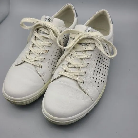 Ecco Hydromax Golf Women White Leather Lace Up  Shoes Sz 7  EU 38 Extra Width