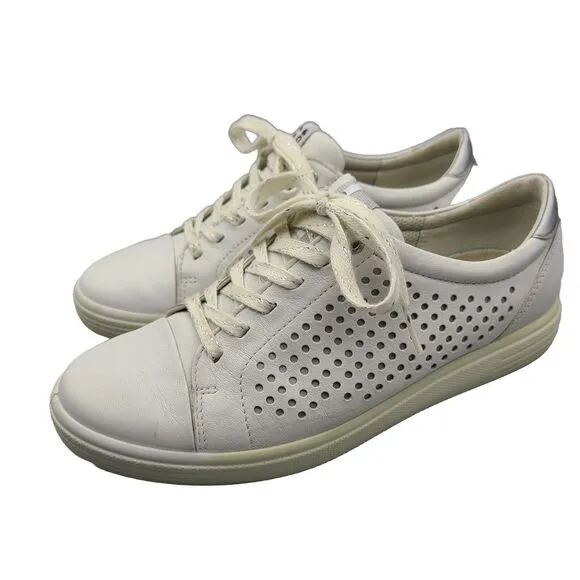 Ecco Hydromax Golf Women White Leather Lace Up  Shoes Sz 7  EU 38 Extra Width
