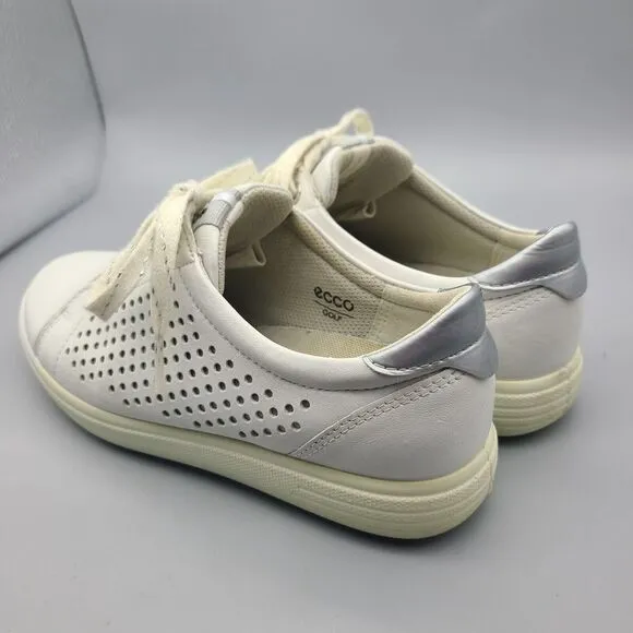 Ecco Hydromax Golf Women White Leather Lace Up  Shoes Sz 7  EU 38 Extra Width