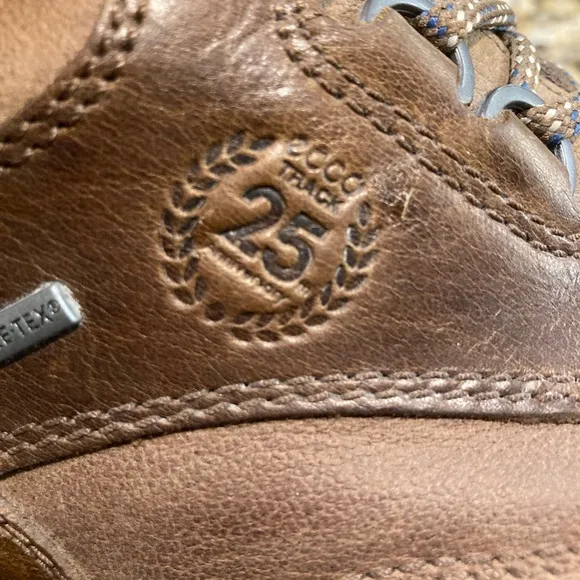Ecco Men's Track 25 GTX Low Brown Leather Gore-Tex Hiking Shoe EU 46 US 12.5 EUC