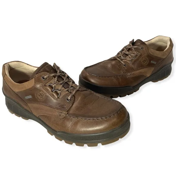 Ecco Men's Track 25 GTX Low Brown Leather Gore-Tex Hiking Shoe EU 46 US 12.5 EUC