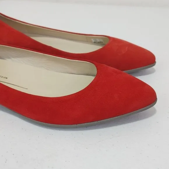 ECCO Shape Pointy Ballerina Women's  Red Nubuck Leather Comfort Flats Si…