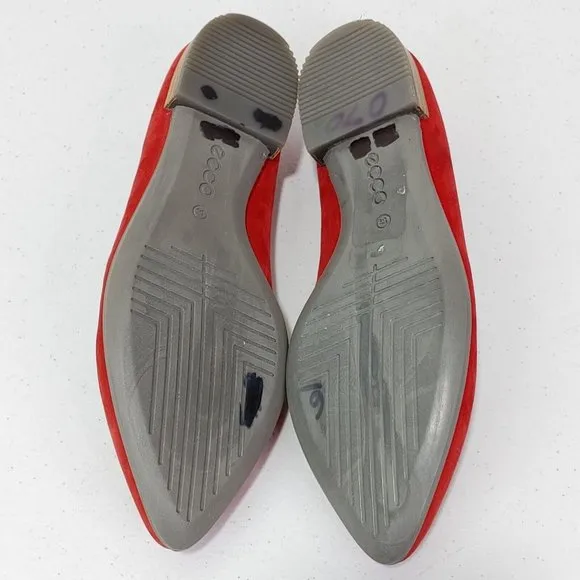 ECCO Shape Pointy Ballerina Women's  Red Nubuck Leather Comfort Flats Si…